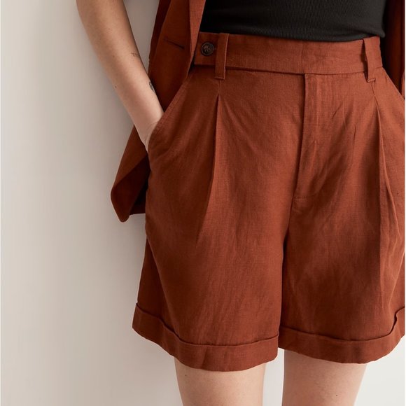 Madewell Pants - Madewell Harlow Short Linen Dusty Redwood 4 6